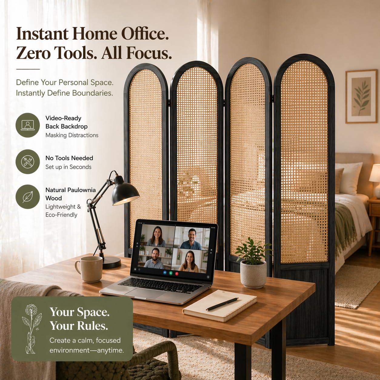 فاصل غرفة قابل للطي من الروطان - مراجعة Partition Screen Divider وسعره